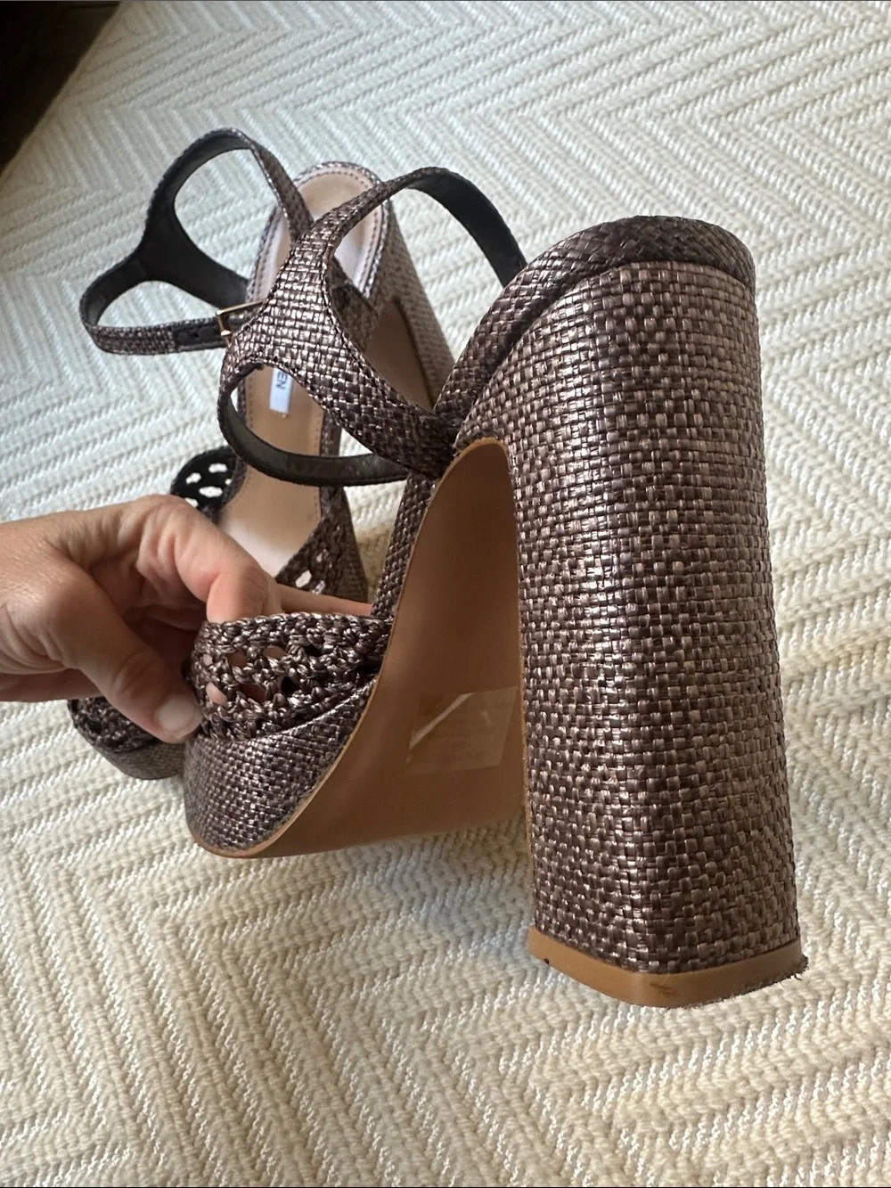 Steve Madden Brown Lexie Raffia Platform Heels